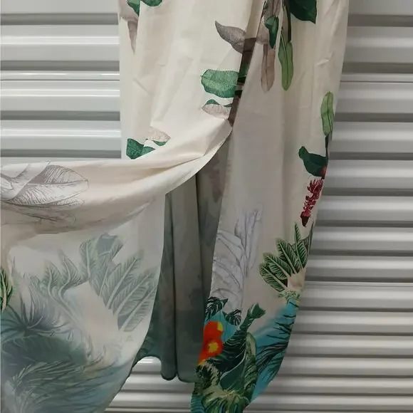 Loragal Women's Dress Size 3XL Beige Tropical Print Maxi Spring Summer Vacation - Picture 10 of 14